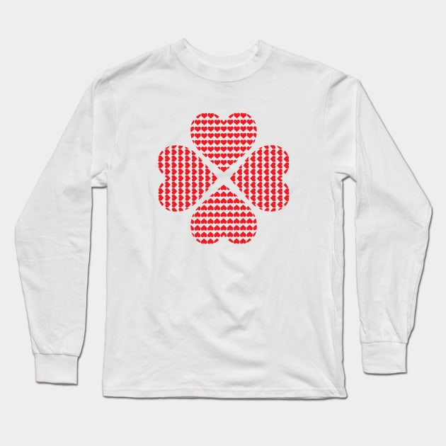Lucky Clover with Heart (red) Long Sleeve T-Shirt by nFnG